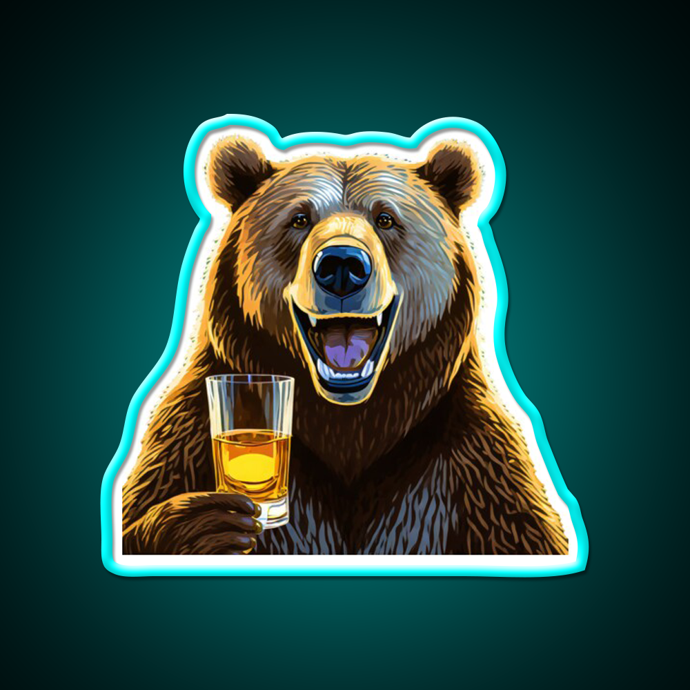 Bourbon Bear Whiskey Drink Bar Led Neon Sign Rgb Color