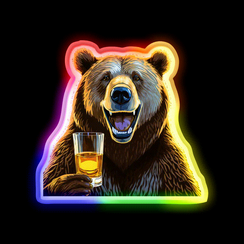 Bourbon Bear Whiskey Drink Bar Led Neon Sign Rgb Color
