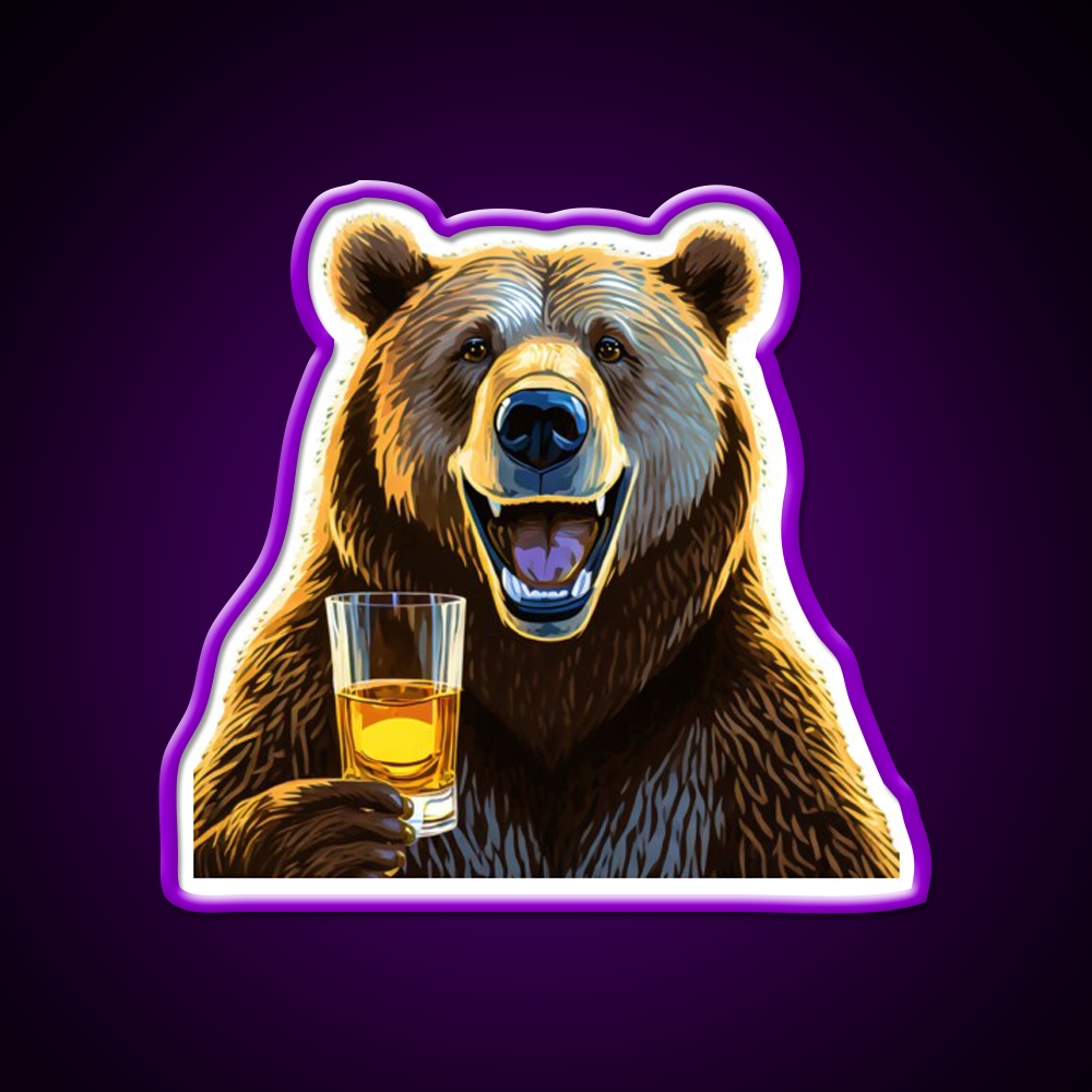 Bourbon Bear Whiskey Drink Bar Led Neon Sign Rgb Color