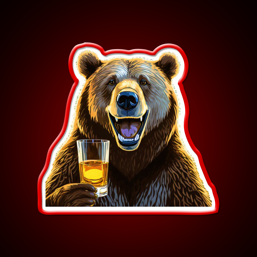Bourbon Bear Whiskey Drink Bar Led Neon Sign Rgb Color