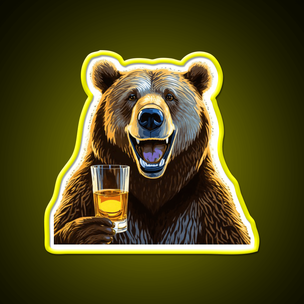 Bourbon Bear Whiskey Drink Bar Led Neon Sign Rgb Color - Shineneon