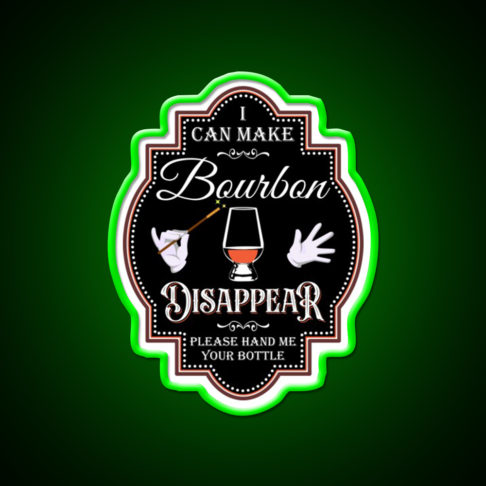 Bourbon Disappear Black Whiskey Drink Bar Led Neon Sign Rgb Color