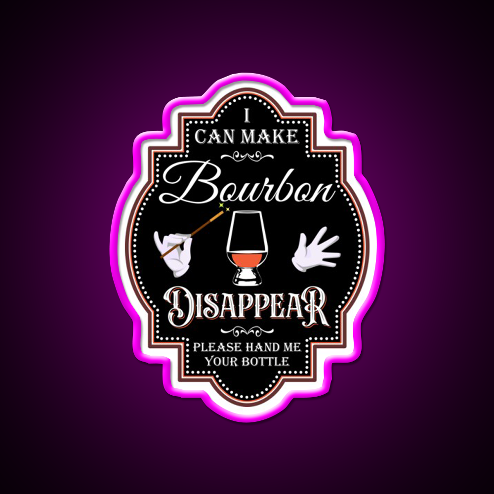 Bourbon Disappear Black Whiskey Drink Bar Led Neon Sign Rgb Color
