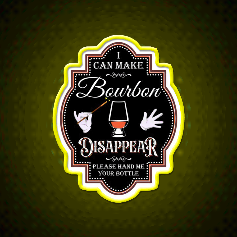 Bourbon Disappear Black Whiskey Drink Bar Led Neon Sign Rgb Color