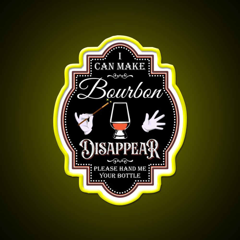 Bourbon Disappear Black Whiskey Drink Bar Led Neon Sign Rgb Color