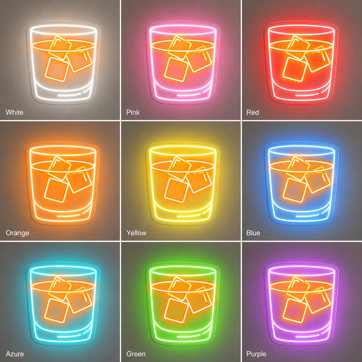 Bourbon Glass Neon Sign LED Neon Sign color grid