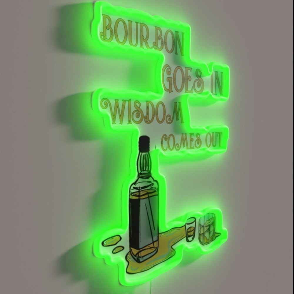 Bourbon Goes In Wisdom Rgb Led Neon Sign Bar Wall Decor - Shineneon