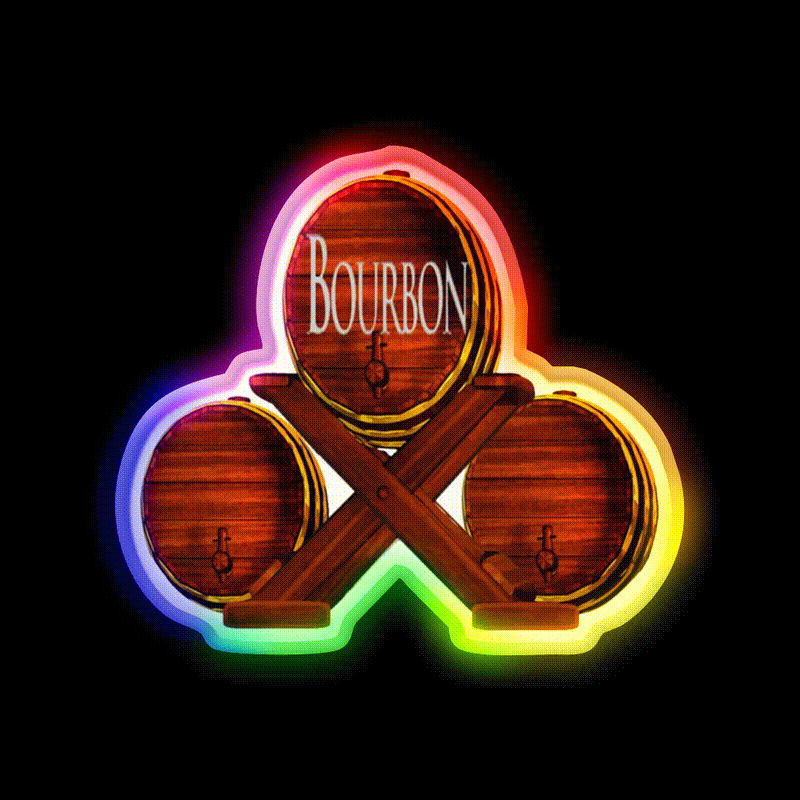 Bourbon Stacke Whiskey Drink Bar Led Neon Sign Rgb Color