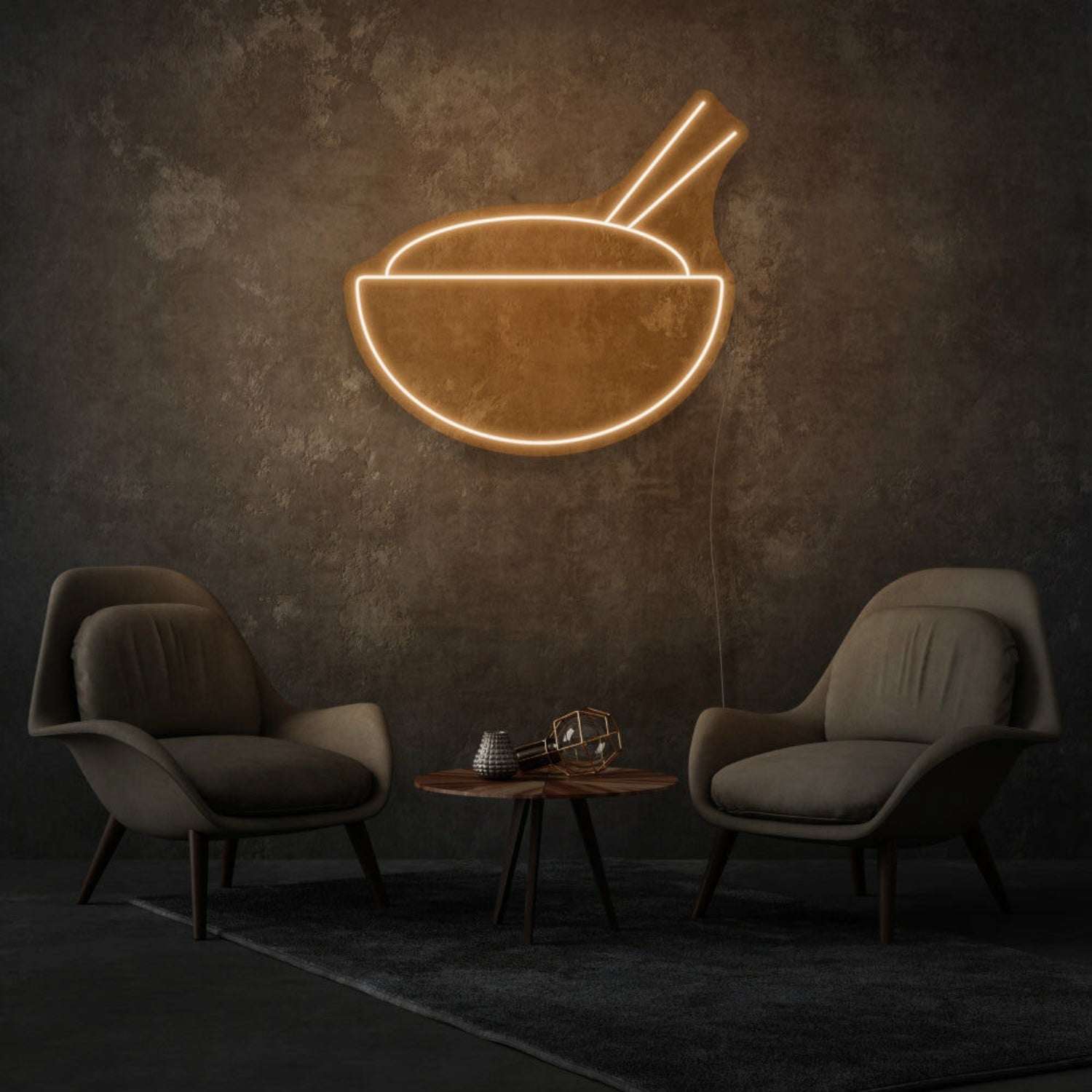 Bowl With Chopsticks Neon Asian Cuisine Delight | Shineneon