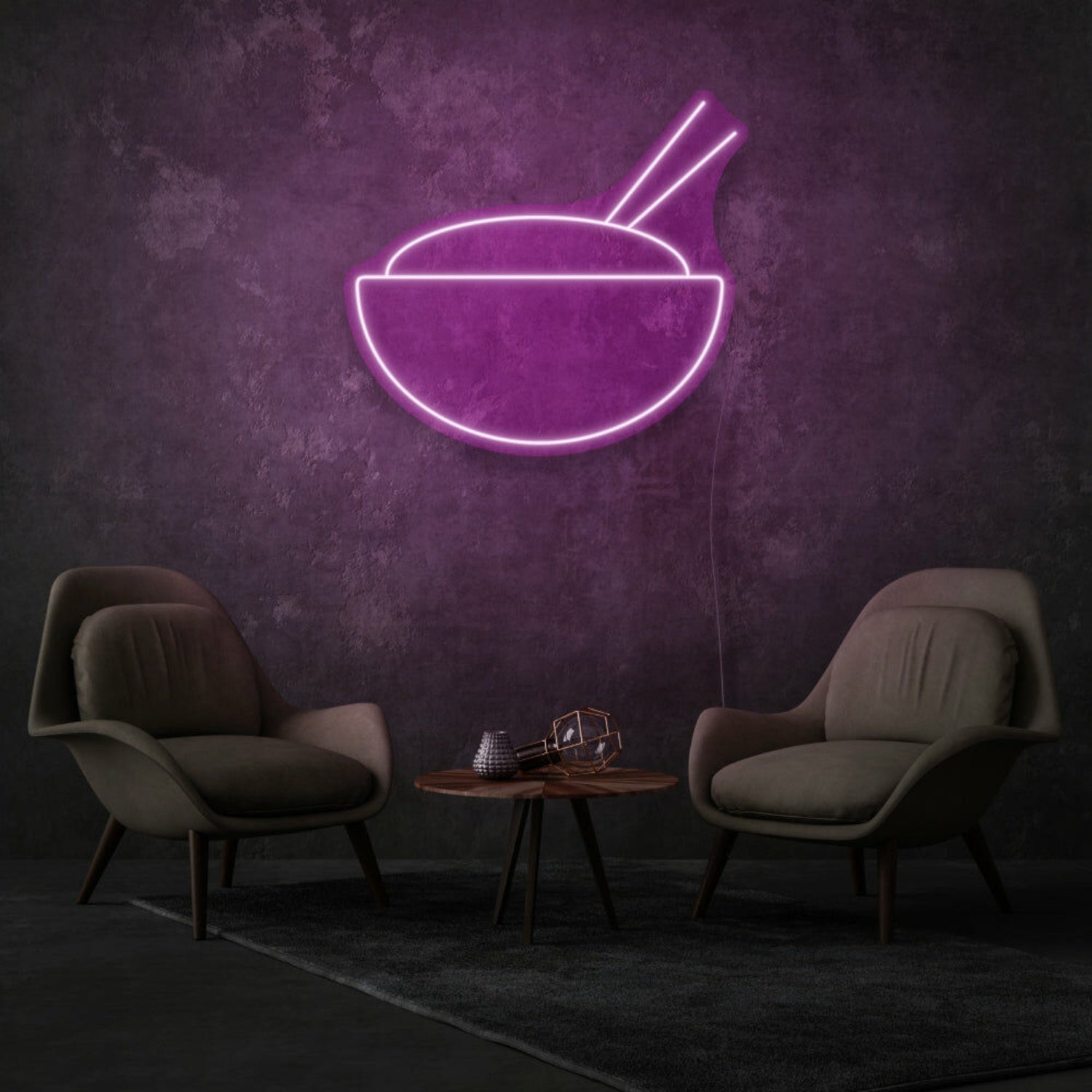 Bowl With Chopsticks Neon Asian Cuisine Delight | Shineneon