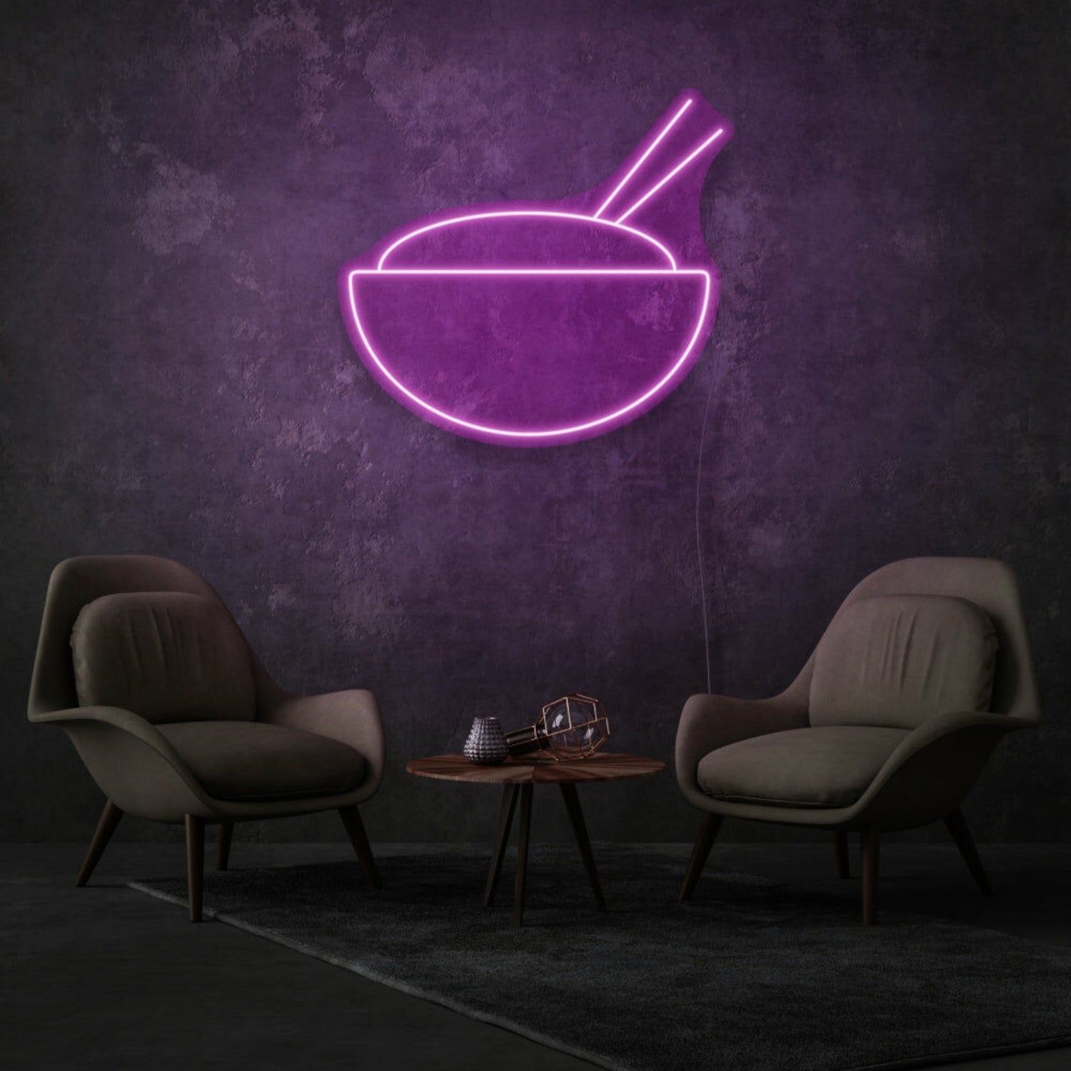 Bowl With Chopsticks Neon Asian Cuisine Delight | Shineneon