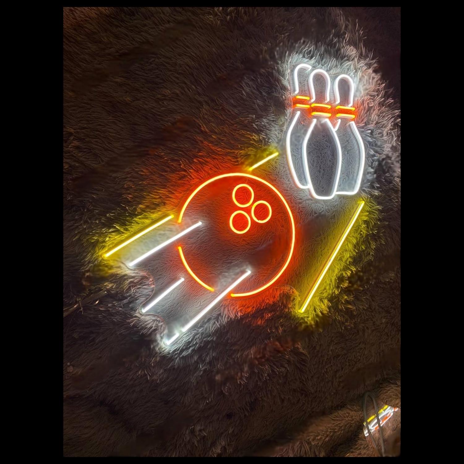 Bowling Red White Yellow Led Neon Sign For Game Room Decor | Shineneon
