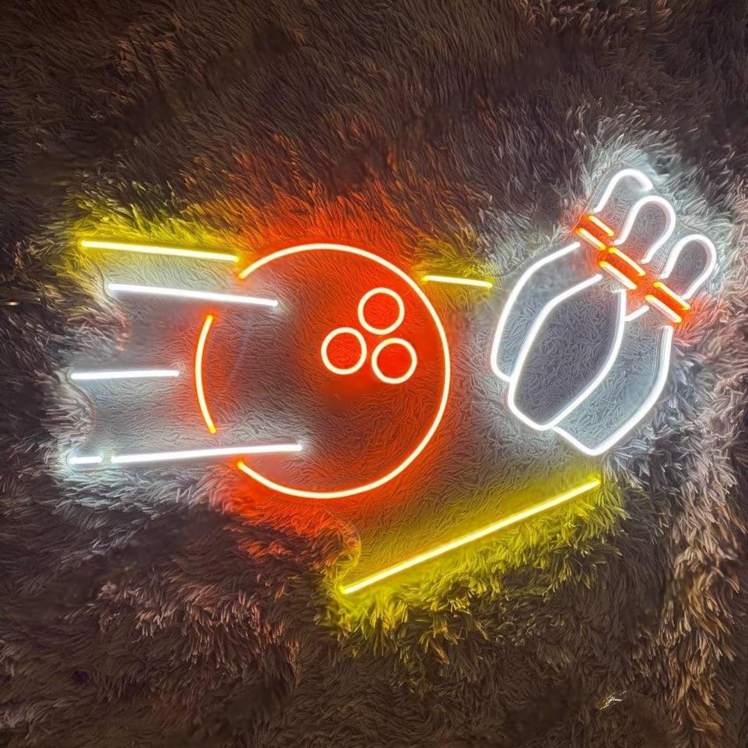 Bowling Red White Yellow Led Neon Sign For Game Room Decor | Shineneon