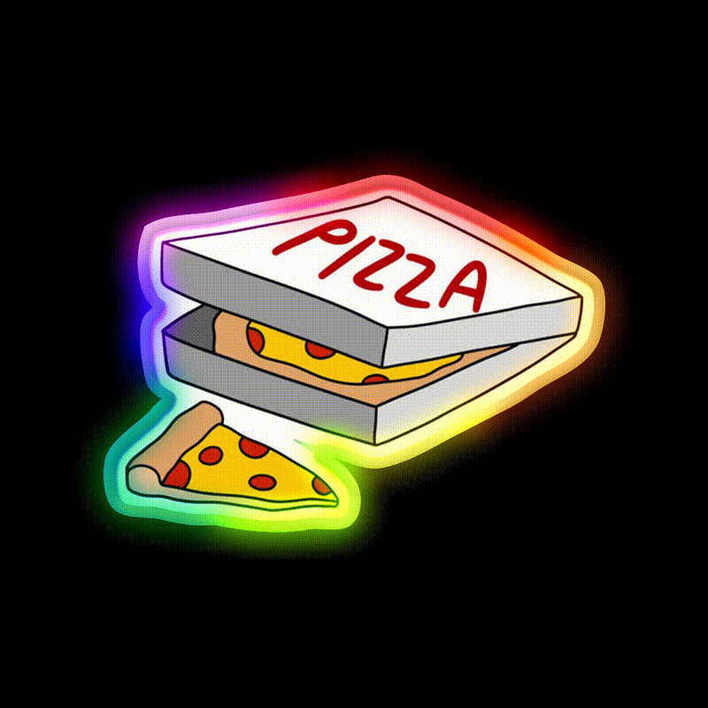 Box Full Of Pizza Fast Food Led Neon Sign For Burger Place Rgb Color