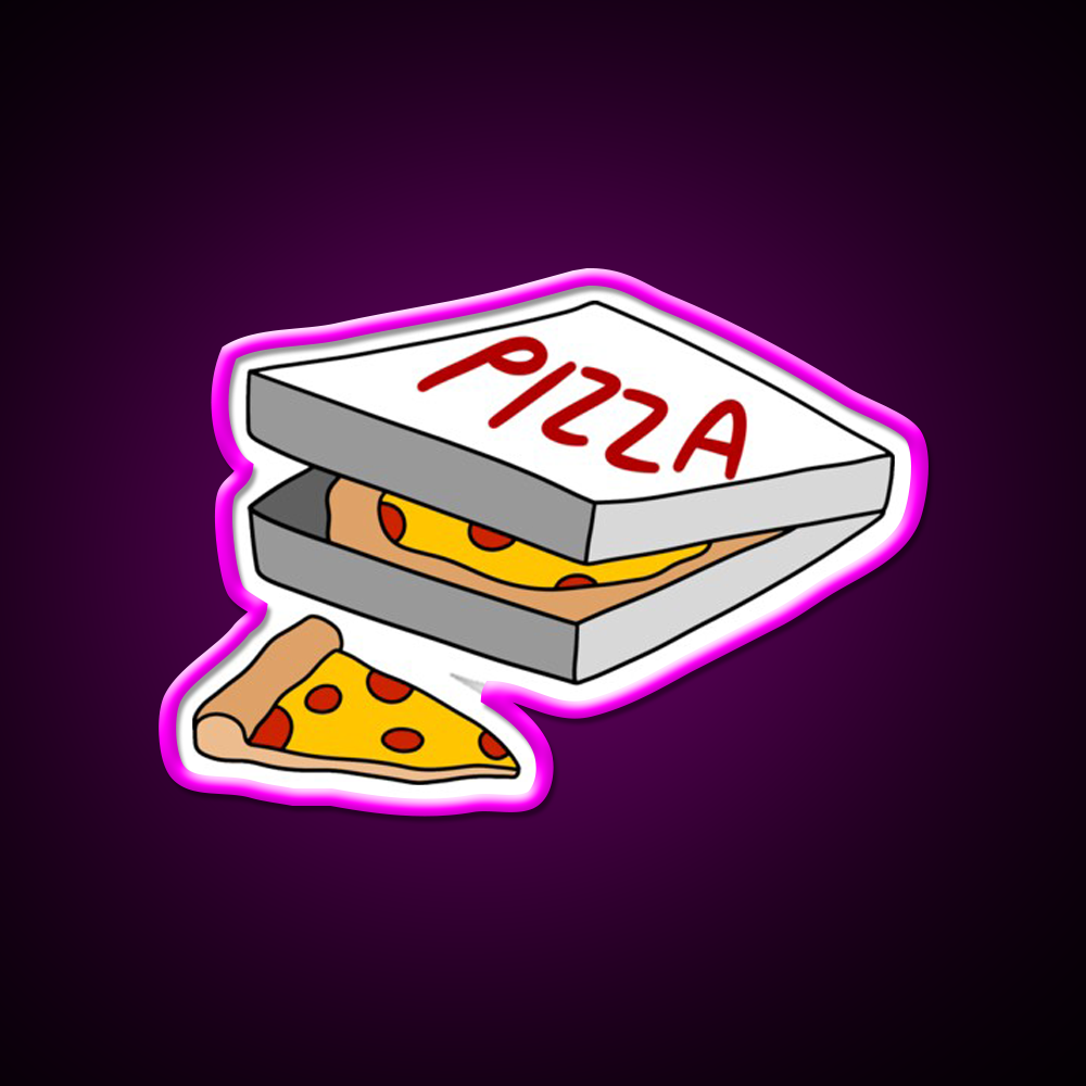 Box Full Of Pizza Fast Food Led Neon Sign For Burger Place Rgb Color