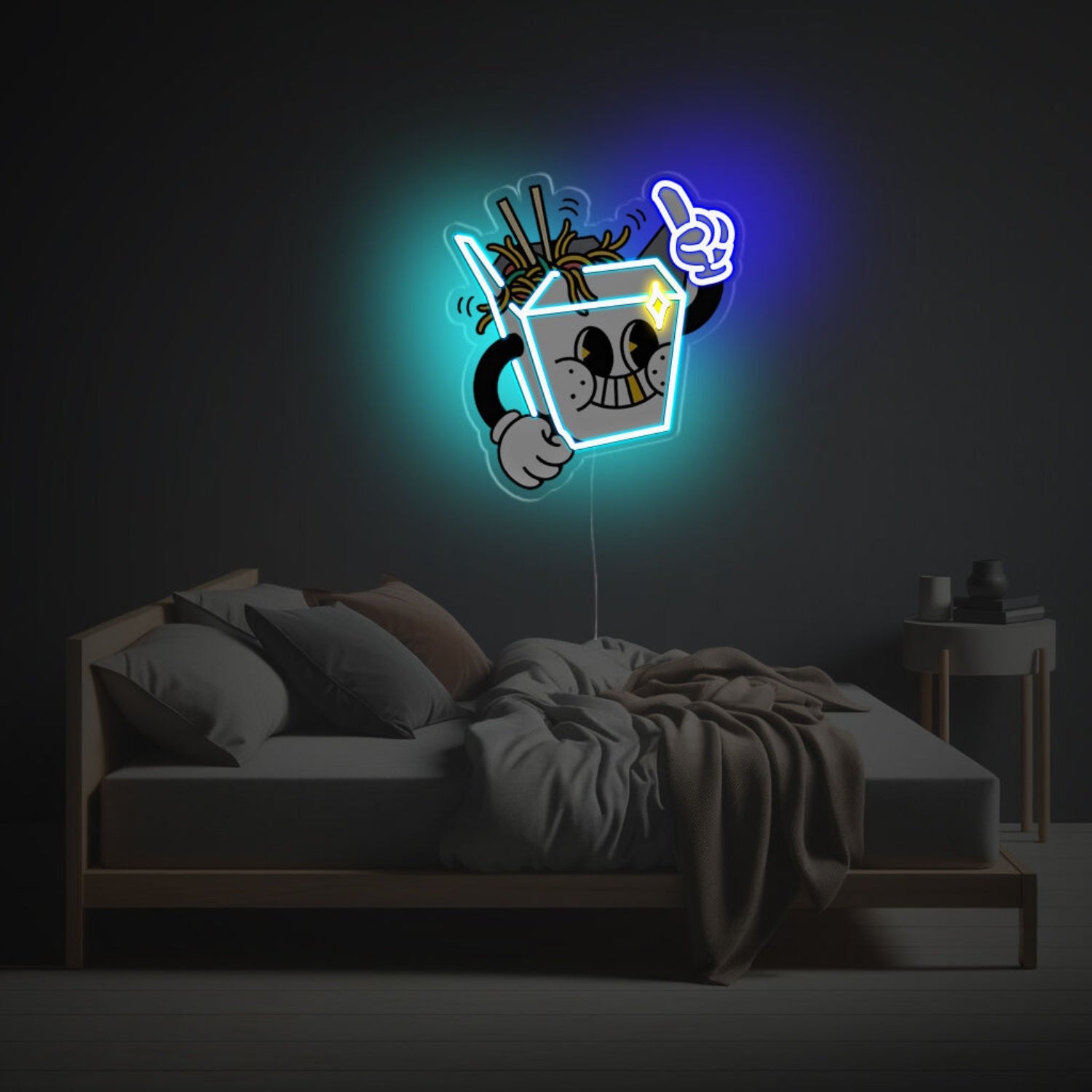 Box Noodles Guy Led Neon Acrylic Artwork | Shineneon