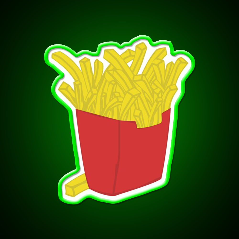 Box Of Fries Fast Food Led Neon Sign For Burger Place Rgb Color