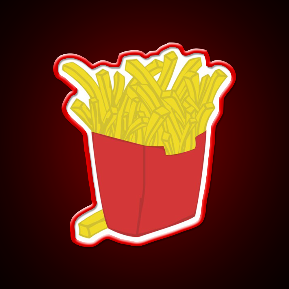 Box Of Fries Fast Food Led Neon Sign For Burger Place Rgb Color