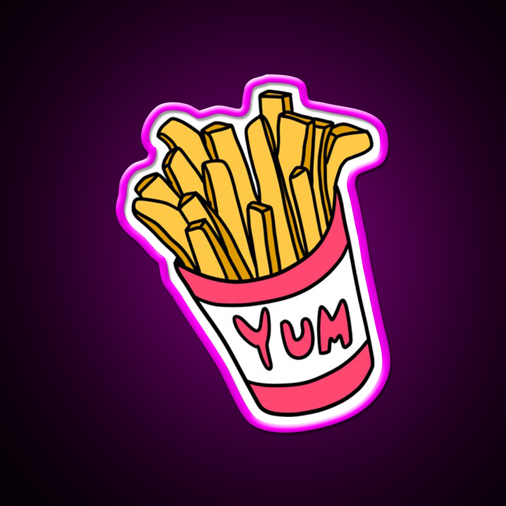 Box Of Fries Fast Food Led Neon Sign For Burger Place Wall Art Rgb Color