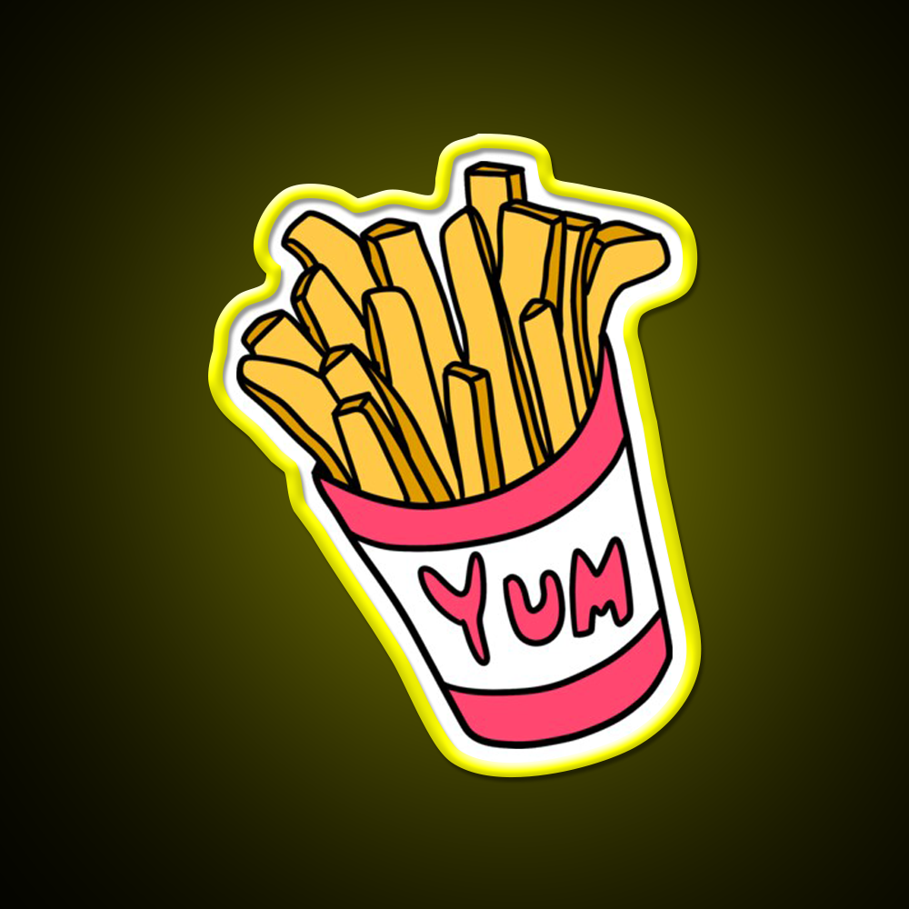 Box Of Fries Fast Food Led Neon Sign For Burger Place Wall Art Rgb Color