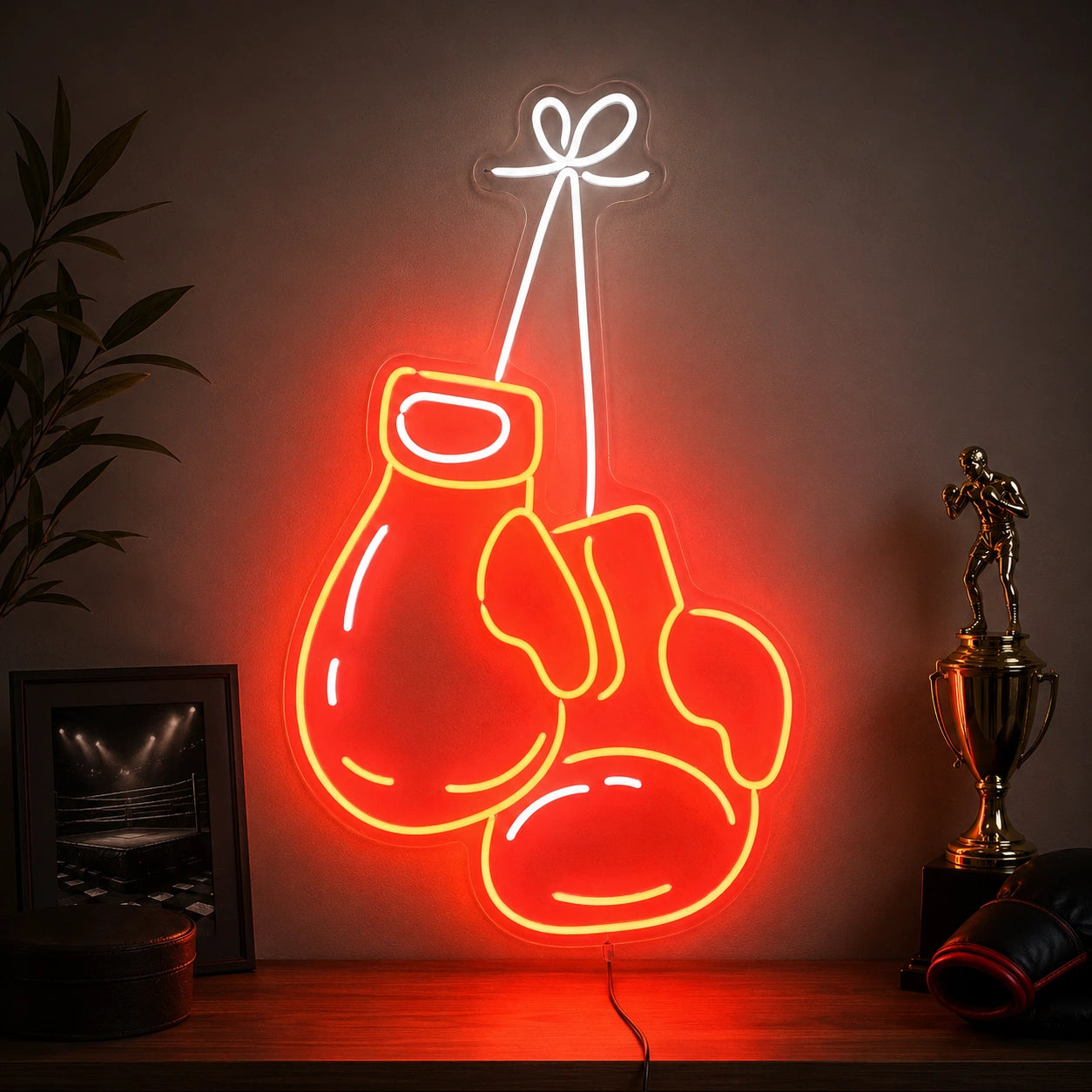 Boxing Gloves Bow Neon Sign LED Neon Sign high-converting product image