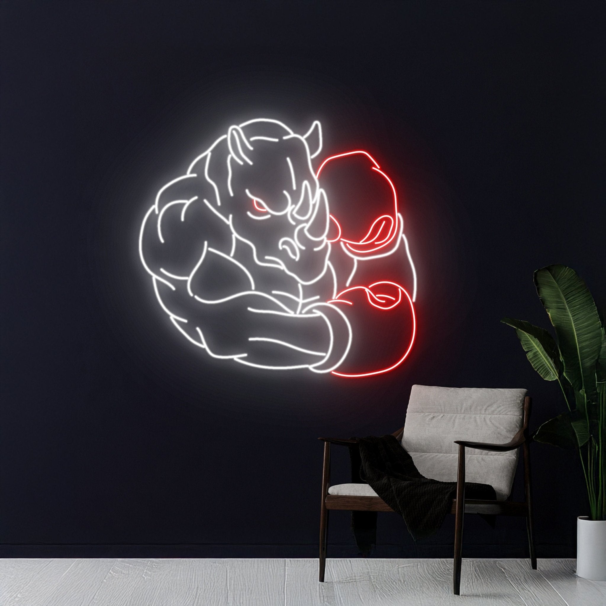 Boxing Rhinoceros Neon Sign - Shineneon