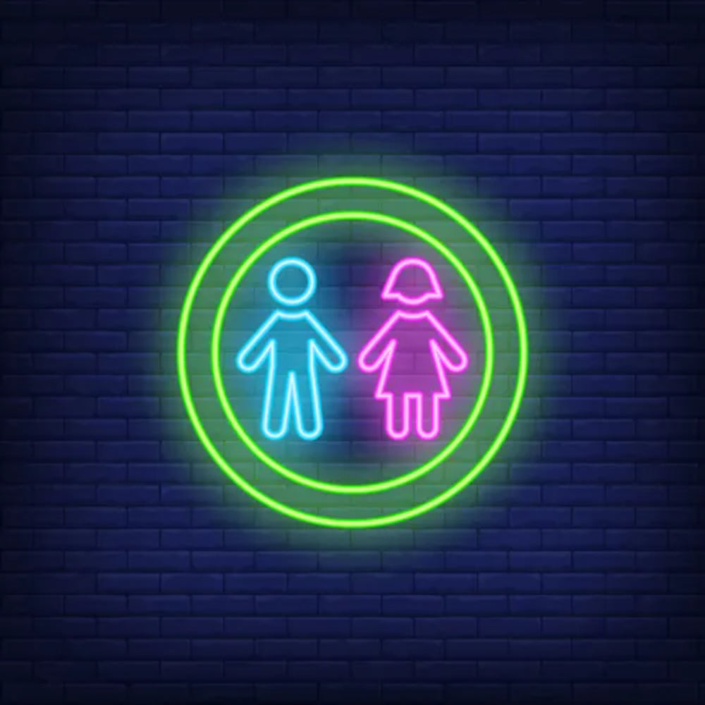 Boy And Girl Silhouettes Circle Led Neon Sign | Shineneon