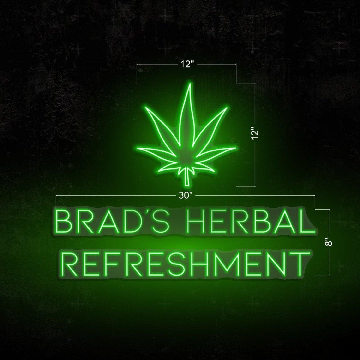 Brads Herbal Refreshments Green Herbal Leaf Led Neon Sign For Bars Cafes Shops | Shineneon