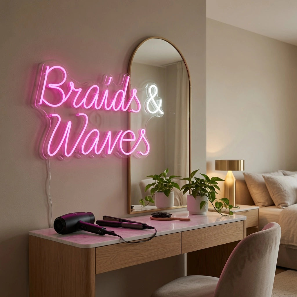 Braids And Waves LED Neon Sign - 03 Real Lifestyle Scene