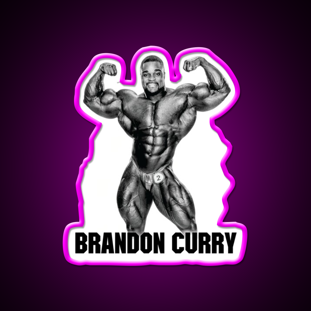 Brandon Curry Bodybuilder Gym Fitness Led Neon Sign Rgb Color - Neon sign mounted on wall in room