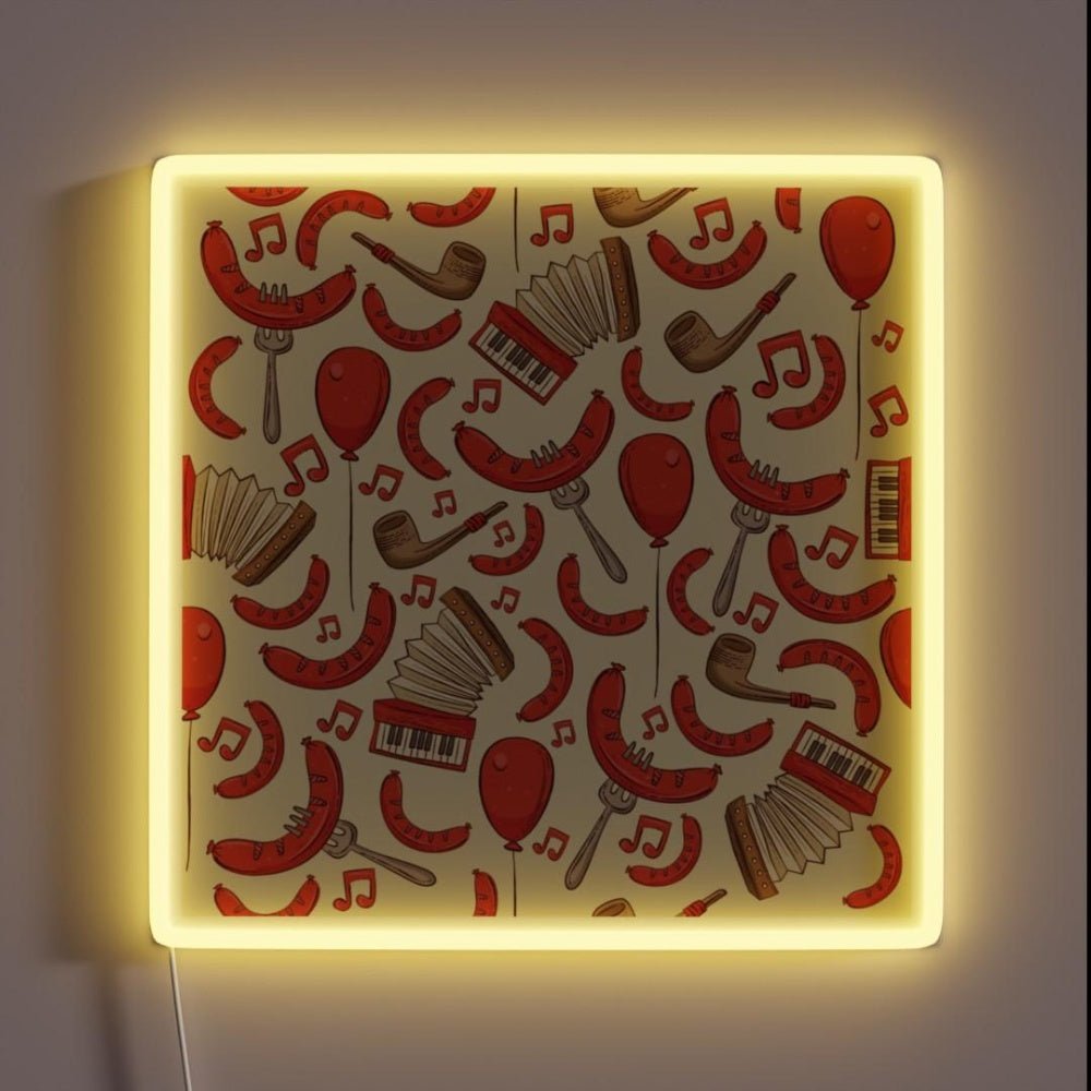 Bratwurst And Music Oktoberfest Cream Rgb Led Neon Sign - Shineneon
