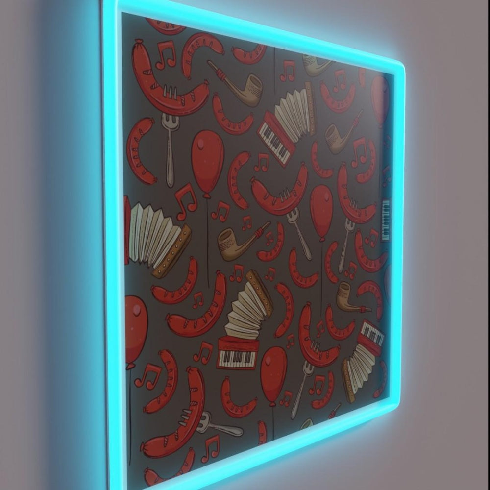 Bratwurst And Music Oktoberfest Dark Chocolate Led Neon Sign