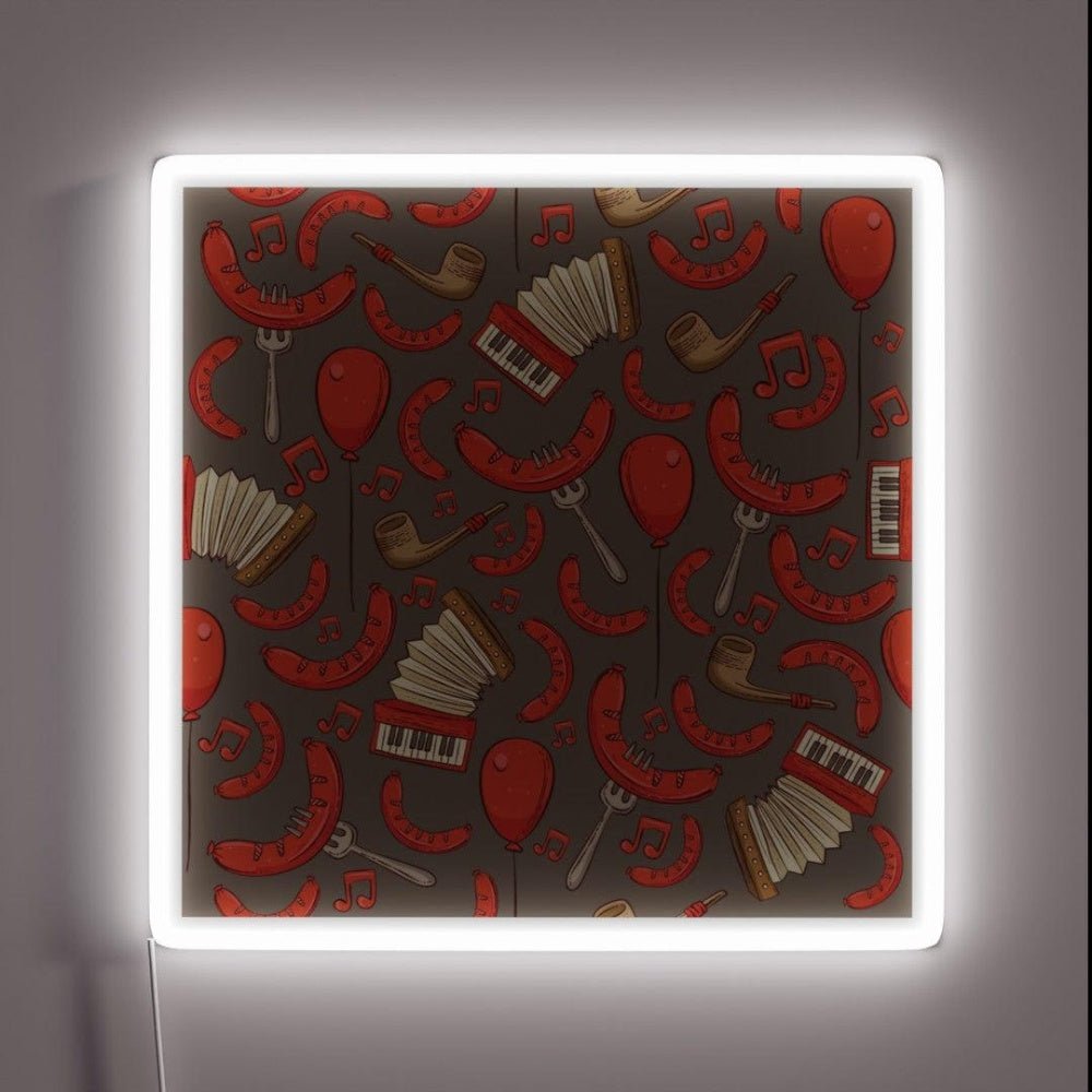 Bratwurst And Music Oktoberfest Dark Chocolate Led Neon Sign - Shineneon