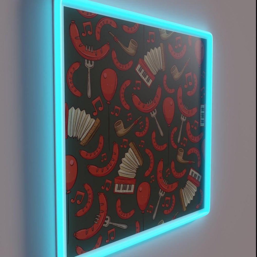 Bratwurst And Music Oktoberfest Pewter Rgb Led Neon Sign - Shineneon