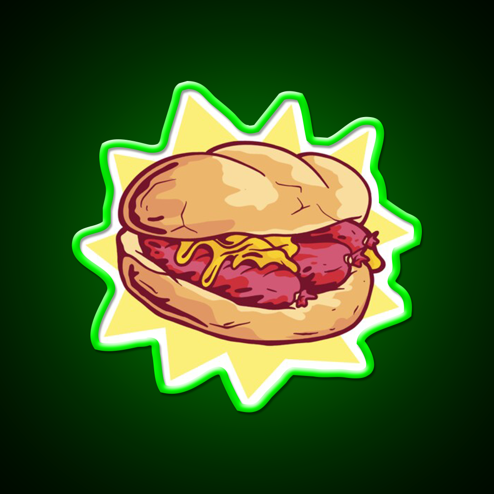 Bratwurst Fast Food Led Neon Sign For Burger Place Rgb Color