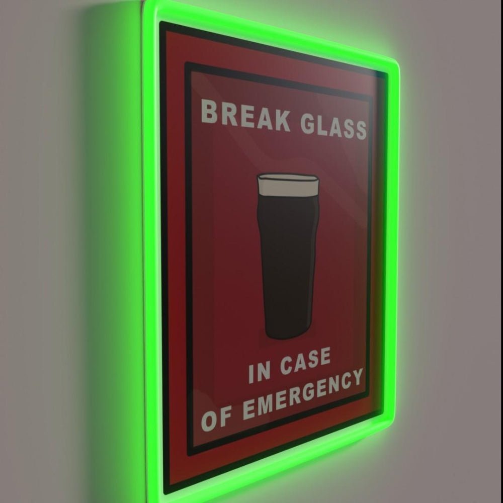 Break Glass In Emergency Pint Of Stout Rgb Led Neon Sign - Shineneon