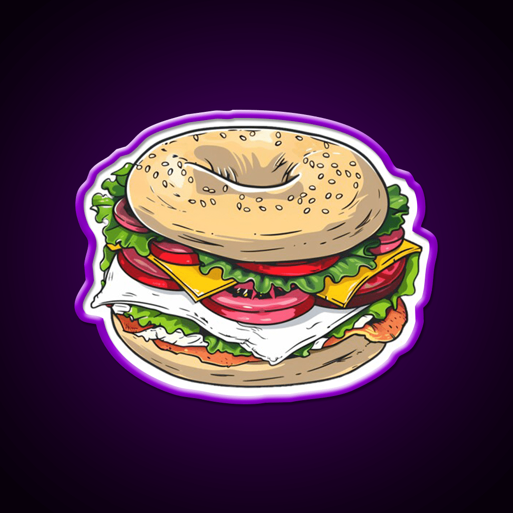 Breakfast Bagel Sandwich Snack Food Led Neon Sign Rgb Color - Shineneon