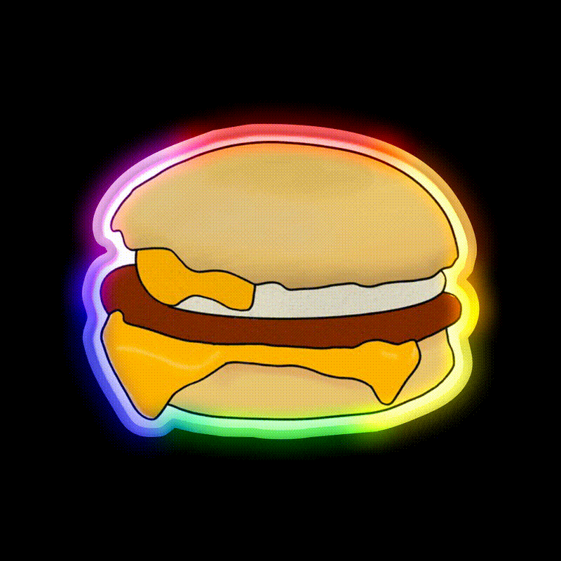 Breakfast Muffin Snack Food Led Neon Sign Rgb Color - LED neon sign close-up detail