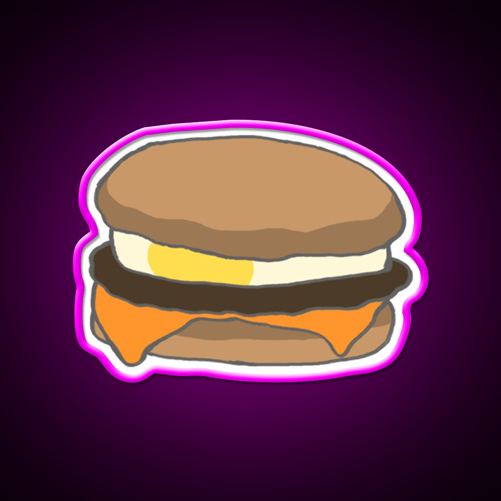 Breakfast Sandwich With Sausage Cheese Led Neon Sign For Burger Place Rgb Color - Shineneon