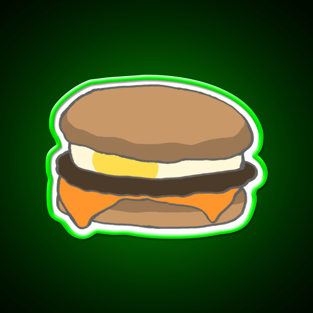 Breakfast Sandwich With Sausage Cheese Led Neon Sign For Burger Place Rgb Color - Shineneon