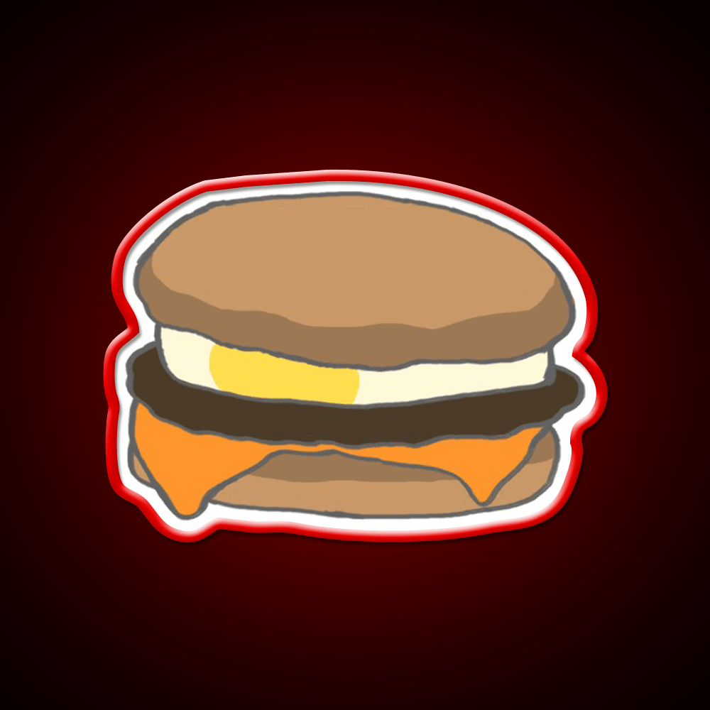 Breakfast Sandwich With Sausage Cheese Led Neon Sign For Burger Place Rgb Color - Shineneon