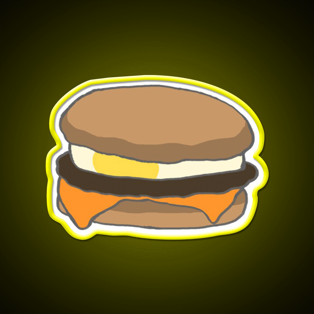 Breakfast Sandwich With Sausage Cheese Led Neon Sign For Burger Place Rgb Color - Custom LED neon sign front view