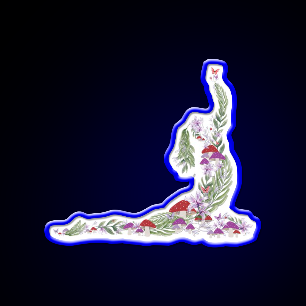 Breath Of The Forest Yoga Silhouette Mushrooms Leaves Yoga Led Neon Sign Rgb Color