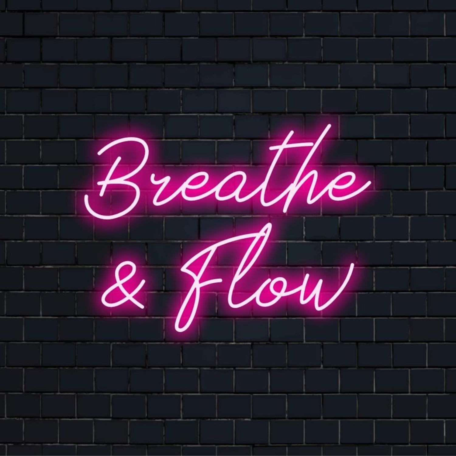Breathe Flow Pink Led Neon Sign Yoga Studio Meditation Wall Decor | Shineneon