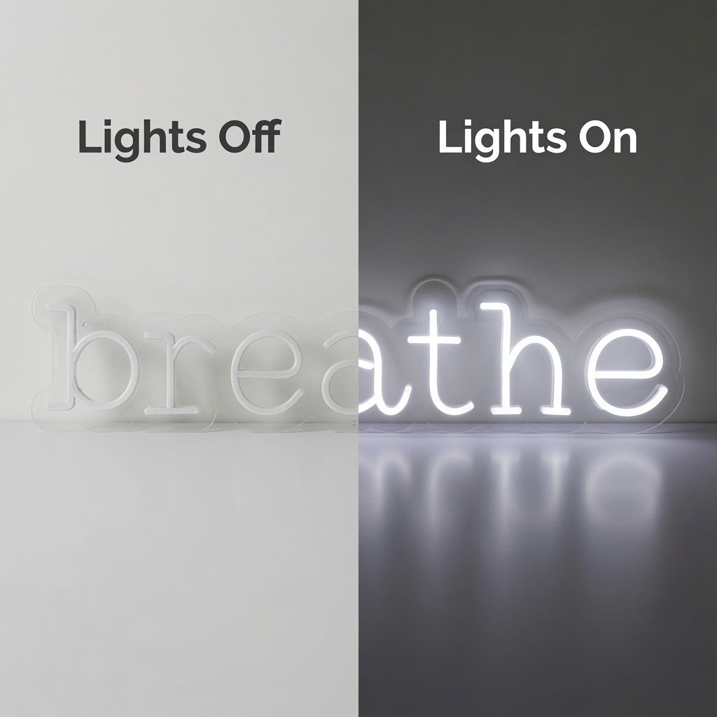 Breathe LED Neon Sign - 06 Day Night Comparison
