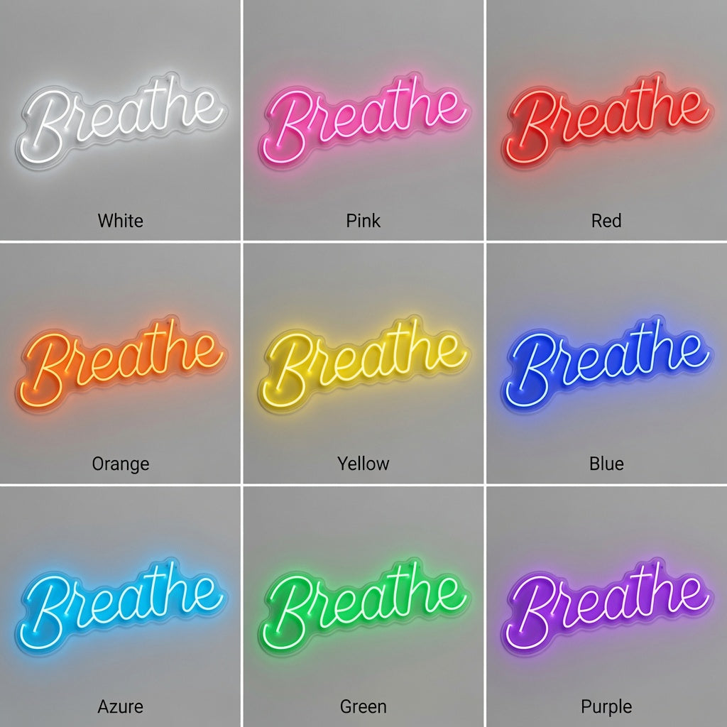 Breathe LED Neon Sign Bedroom Decor - 05 Color Grid