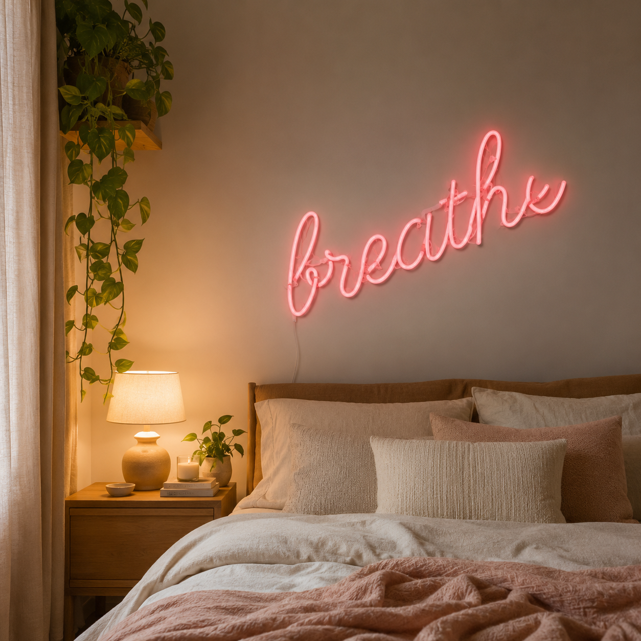 Breathe Wall Decor LED Neon Sign - 03 Real Lifestyle Scene