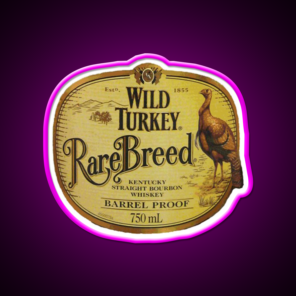 Breed Rare Classic Vintage Wild Turkey Beer Bar Decor Led Neon Sign Rgb Color - Neon sign mounted on wall in room