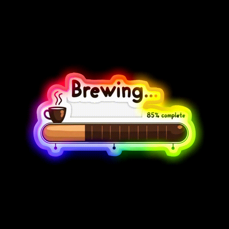 Brewing 85 Persent Complete Cafe Led Neon Sign Espresso Bar Art Rgb Color