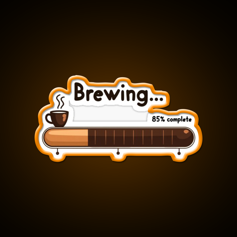 Brewing 85 Persent Complete Cafe Led Neon Sign Espresso Bar Art Rgb Color